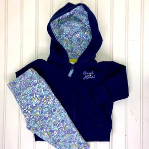 Carter’s  Zipper Hoodie & Matching Floral Leggings Size 6 M